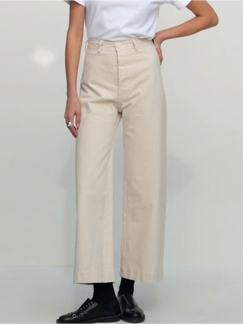 Jesse Kamm Canvas Sailor Pants High Waist Size 6 Natural Cream Wide Leg